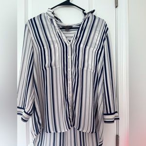 MIX Blue and White Striped Dress Shirt